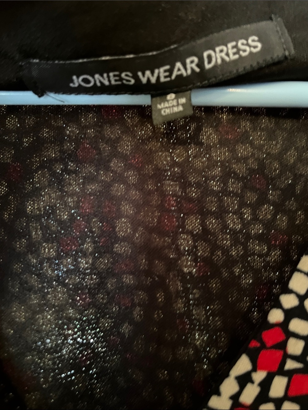 Jones Studio Red, White and Black Cap-Sleeve V-Neck Midi Dress - Picture 2 of 3